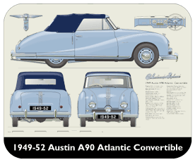 Austin A90 Atlantic Convertible 1949-52 Place Mat, Small